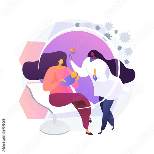 Infant and child vaccination abstract concept vector illustration. Infant, baby and child vaccine, newborn vaccination schedule, protection from childhood infectious diseases abstract metaphor.