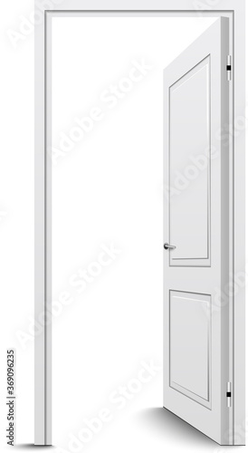 Vector opened door isolated on white background.