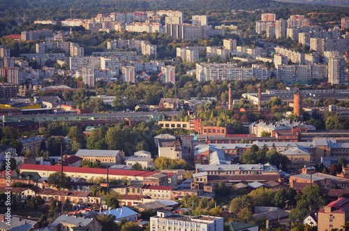 Top view of city buildings