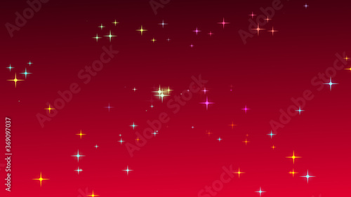 Christmas colorful starry on red black gradient background.