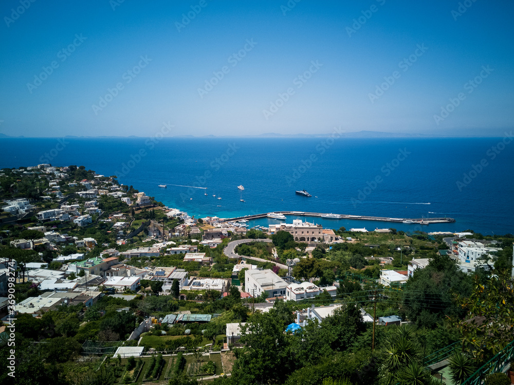 vista panoramica dall'alto del mare di Capri