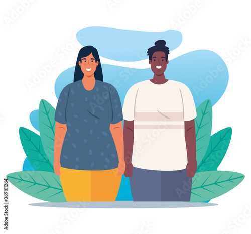 multiethnic young couple, diversity and multiculturalism concept
