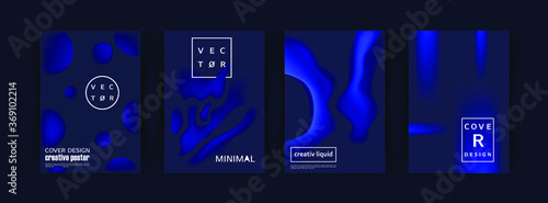 Blue neon light. Template for promotions or presentations. Illustration with liquid effect. Vector design.	