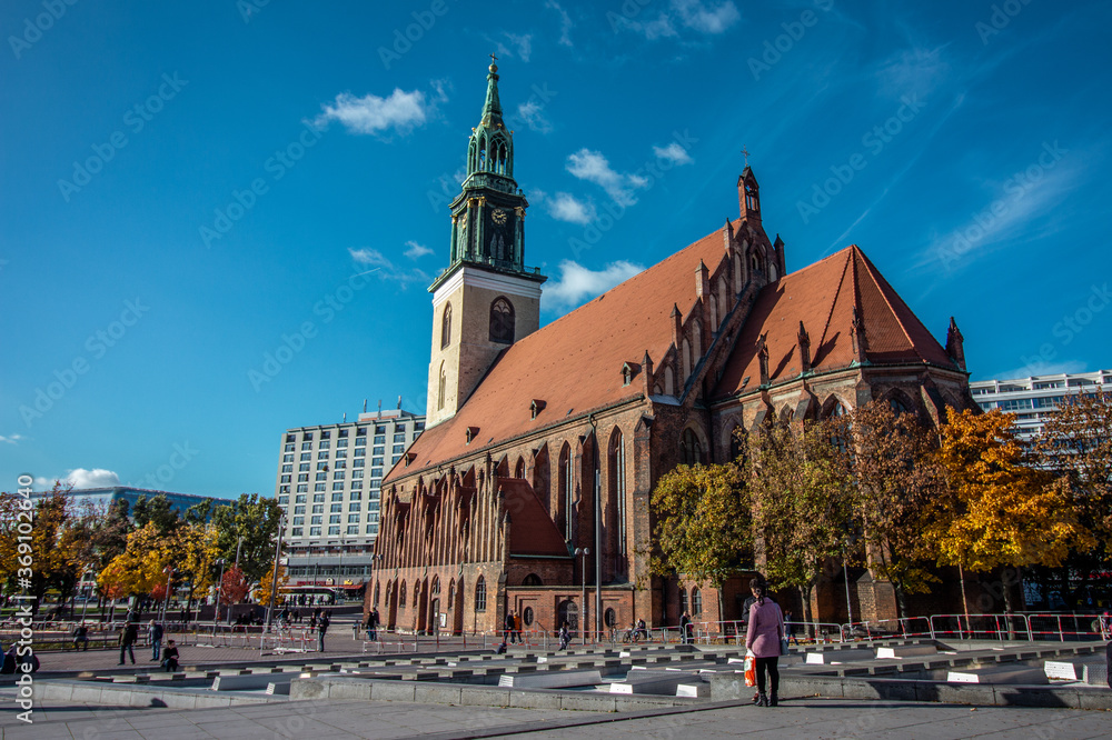 St. Mary's Church or Marienkirche in German near Alexanderplatz in central Berlin, Germany.
