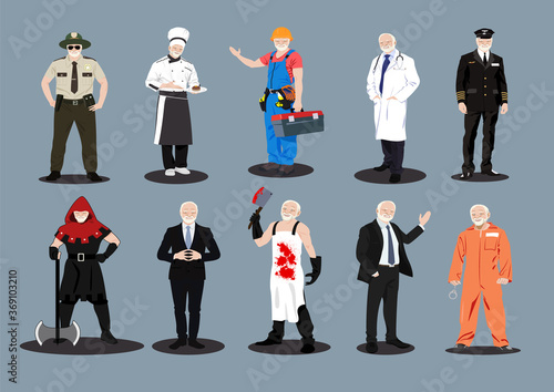 Profession Character Set, Professionals and Costumes 