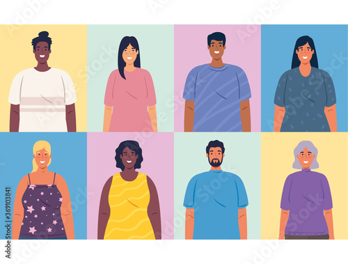 multiethnic portraits people together, diversity and multiculturalism concept