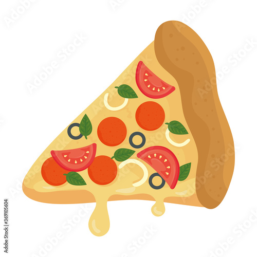 slice of pizza, on white background