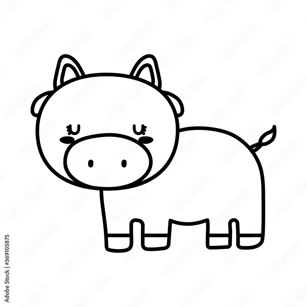 Cute donkey cartoon line style icon design, Animal zoo life nature and character theme Vector illustration Cute donkey cartoon line style icon design, Animal zoo life nature and character theme Vector illustration