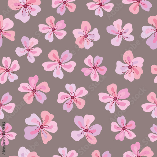 Seamless vector pattern of sakura flowers. Decoration print for wrapping  wallpaper  fabric  textile. Spring background.