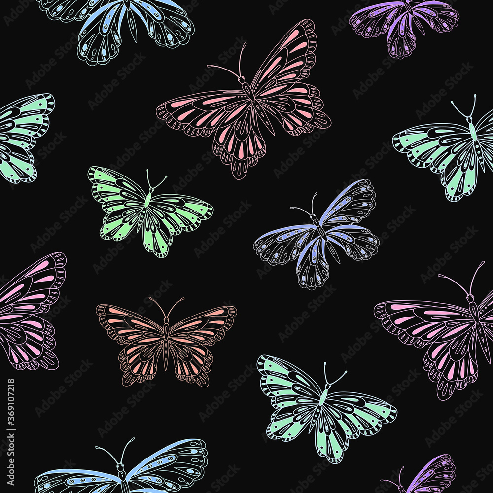 Fototapeta premium Seamless vector pattern with butterfly. Decoration print for wrapping, wallpaper, fabric, textile. 