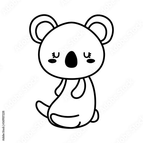 Cute koala bear cartoon line style icon design, Animal zoo life nature and character theme Vector illustration