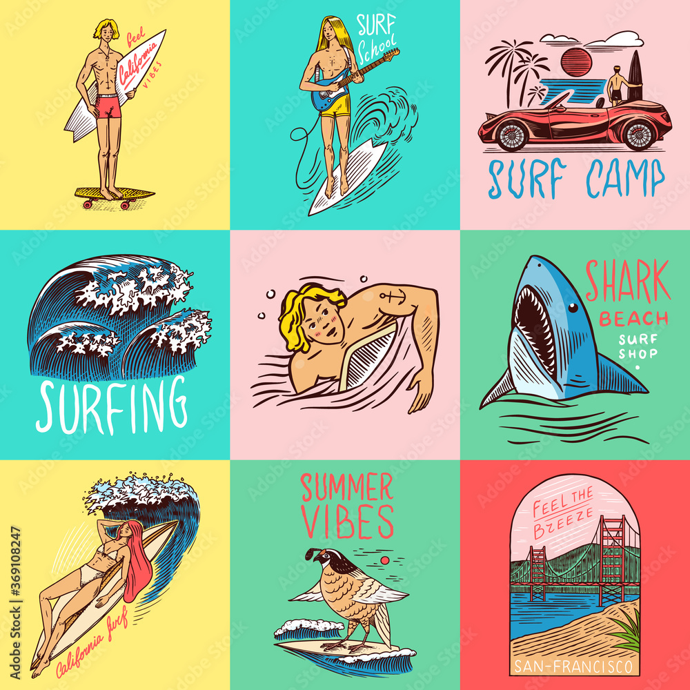 Surf Badge Vintage Surfer Logo Retro Wave And Palm Summer California surf-badge-vintage-surfer-logo-retro-wave-and-palm-summer-california