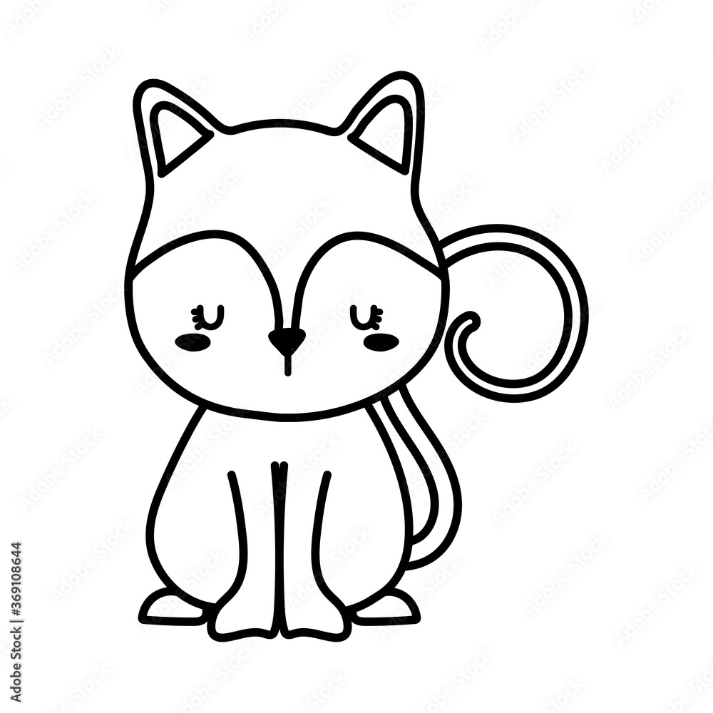 Cute cat cartoon line style icon design, Animal pet kitten domestic feline kitty mammal beautiful and portrait theme Vector illustration Cute cat cartoon line style icon design, Animal pet kitten domestic feline kitty mammal beautiful and portrait theme Vector illustration