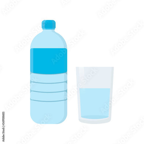 Bottle water natural and glass