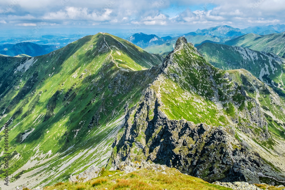 Ostry Rohac and Volovec peak, Western Tatras, Slovakia, hiking theme - obrazy, fototapety, plakaty 