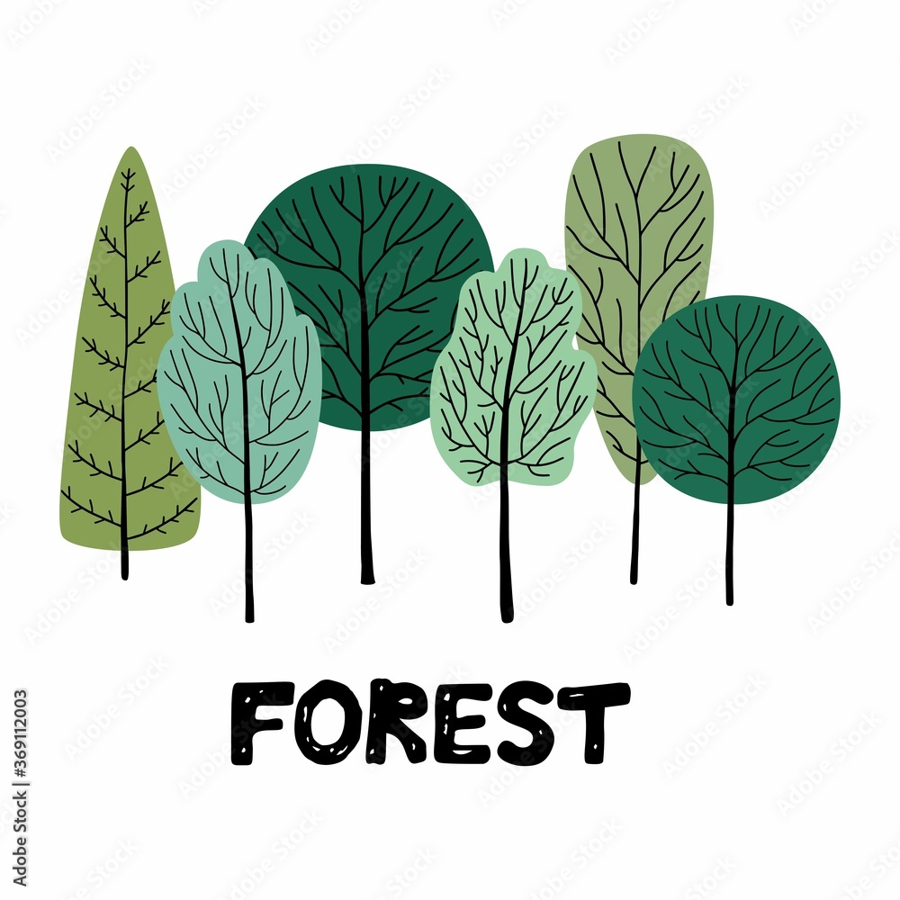 Obraz Forest. Vector illustration isolated on white background.