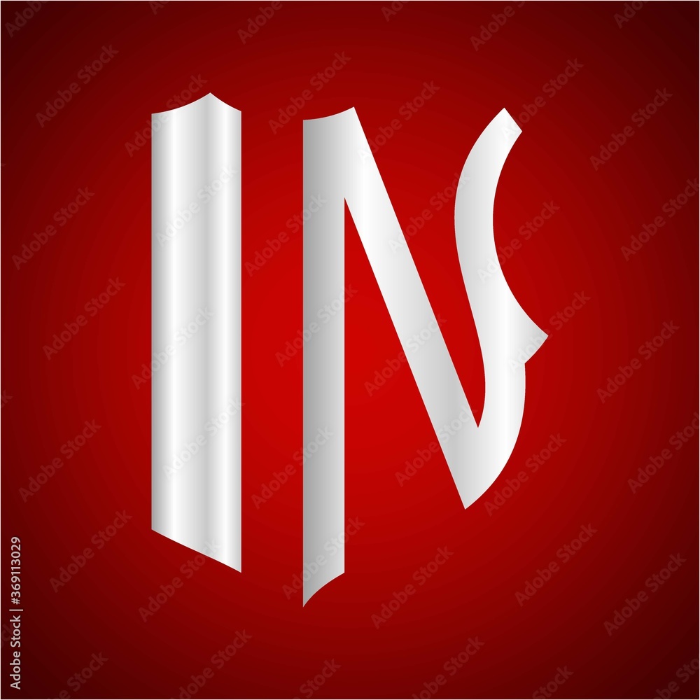 IN initials silver shield with maroon background IN initials silver shield with maroon background