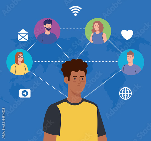 social media network, people connected for digital, interactive, communicate and global concept