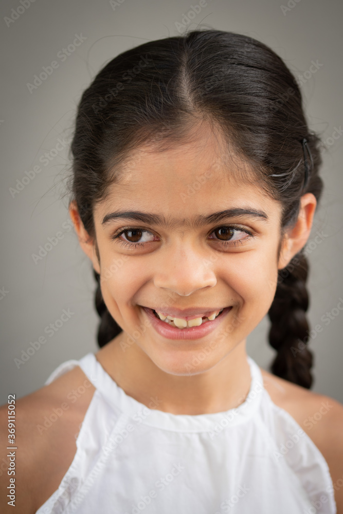 School age girl of British Indian descent displays different facial expressions. School age girl of British Indian descent displays different facial expressions.