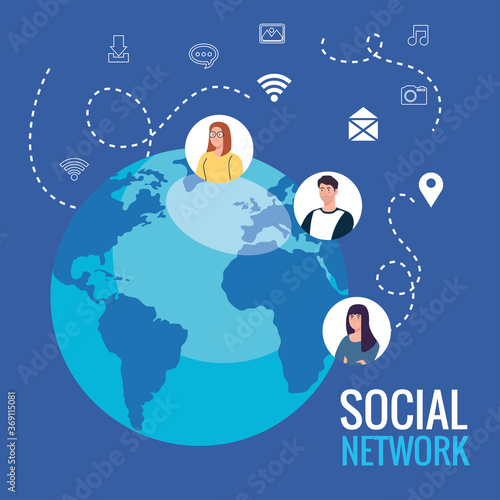 social media network, people connected for digital, interactive, communicate and global concept