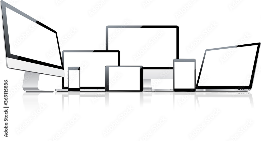Device set isolated on white background. Device set isolated on white background.