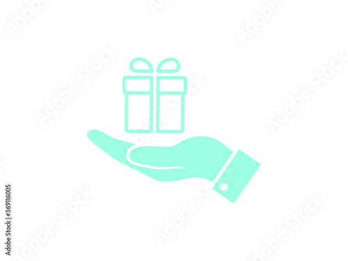 Present box vectors icon. hand, gift box icon. Vector gift box with ribbon. Christmas present wrapped in bow, elegant style on a white background