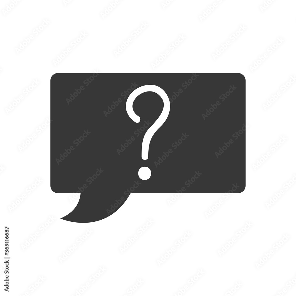 speech bubble with question mark icon, silhouette style speech bubble with question mark icon, silhouette style