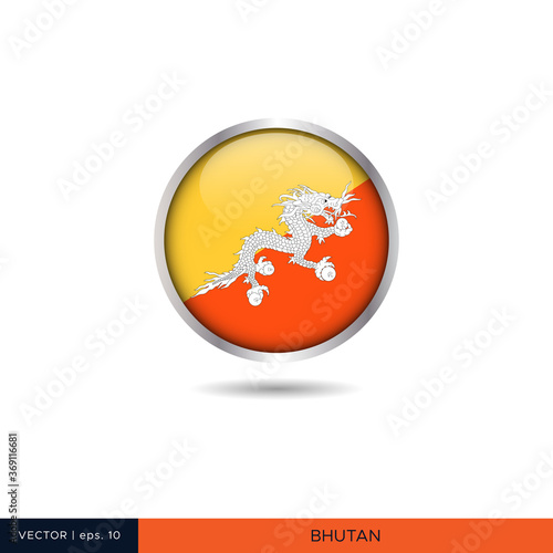 Bhutan round flag vector design.