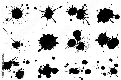 Vector paint blots set. Paint splatter pattern.