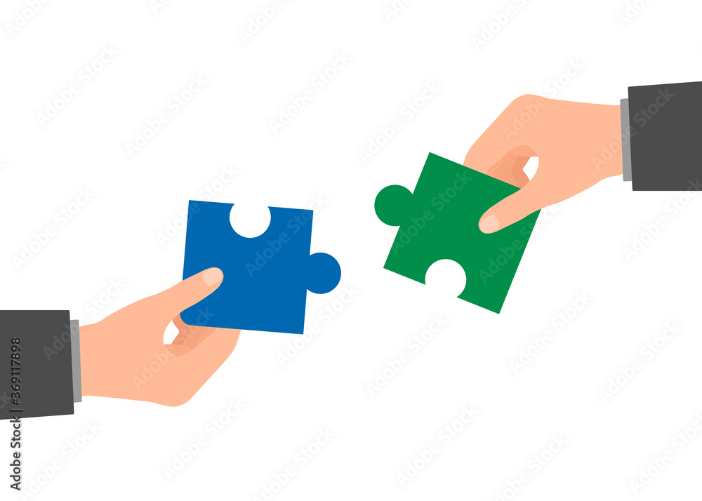 People assembling piece puzzle. Coworking and business partnership man together concept. Team metaphor. Symbol of teamwork, cooperation, partnership, team building. Vector People assembling piece puzzle. Coworking and business partnership man together concept. Team metaphor. Symbol of teamwork, cooperation, partnership, team building. Vector
