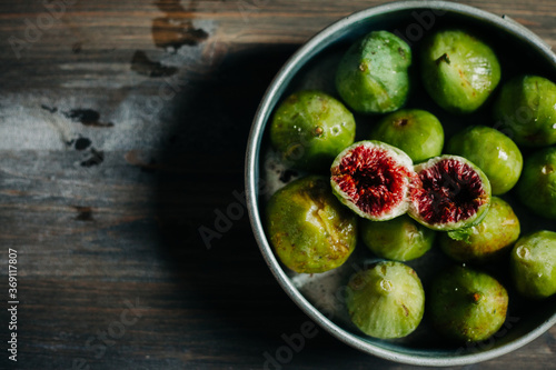 Figs on wooden background