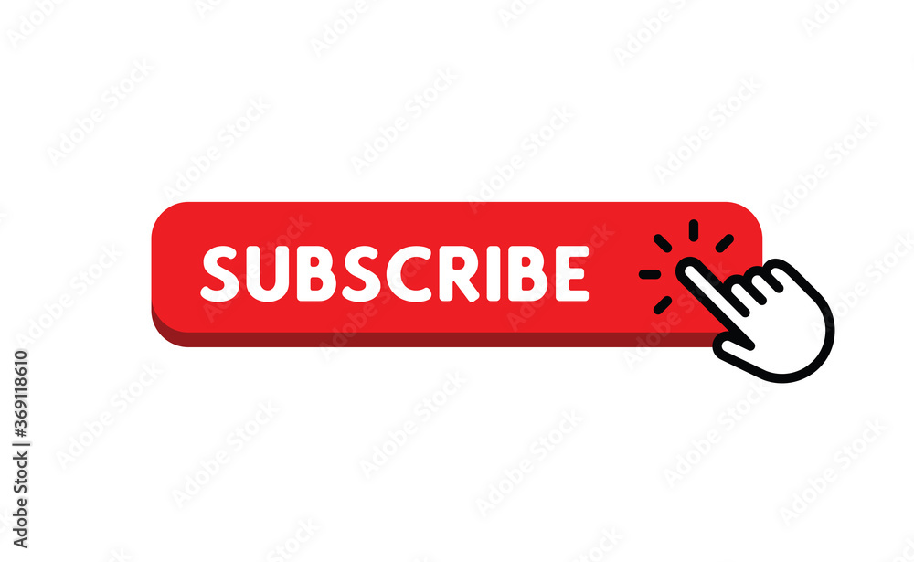 Subscribe button with hand click icon. Subscribe button with hand click icon.