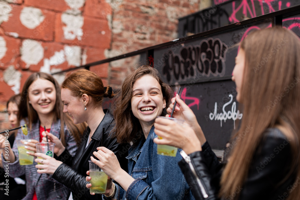 Teenagers friends hangout on the street. Teenagers friends hangout on the street.