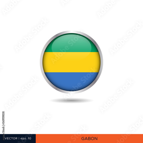 Gabon round flag vector design.