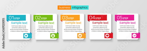 Template vector infographic set with 5 options. Abstract modern design can used for banner diagram workflow timeline and web design layout, presentation templates background © andreyorb