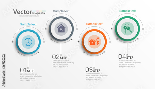Infographics vector design  template  with 4 options, steps or processes, can be used for workflow layout, diagram, annual report, web design