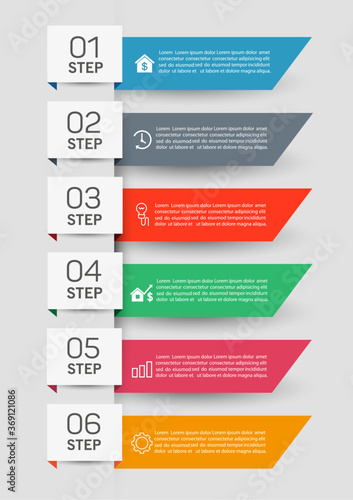 Infographic vector business banner template design with 6 steps 