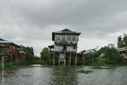 Leaning house in Myanmar