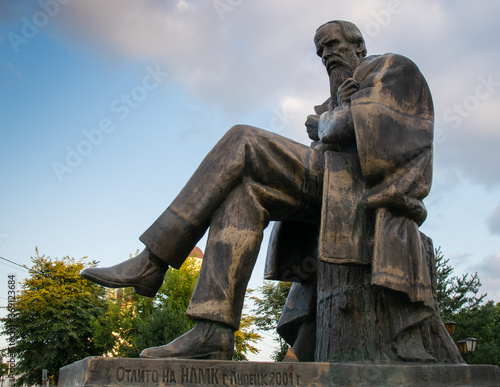 Monument to the famous Russian novelist Fyodor Mikhailovich Dostoevsky in Staraya Russa