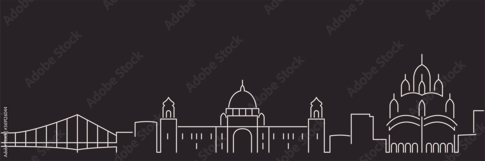 Kolkata Single Line Simple Minimalist Skyline Kolkata Single Line Simple Minimalist Skyline