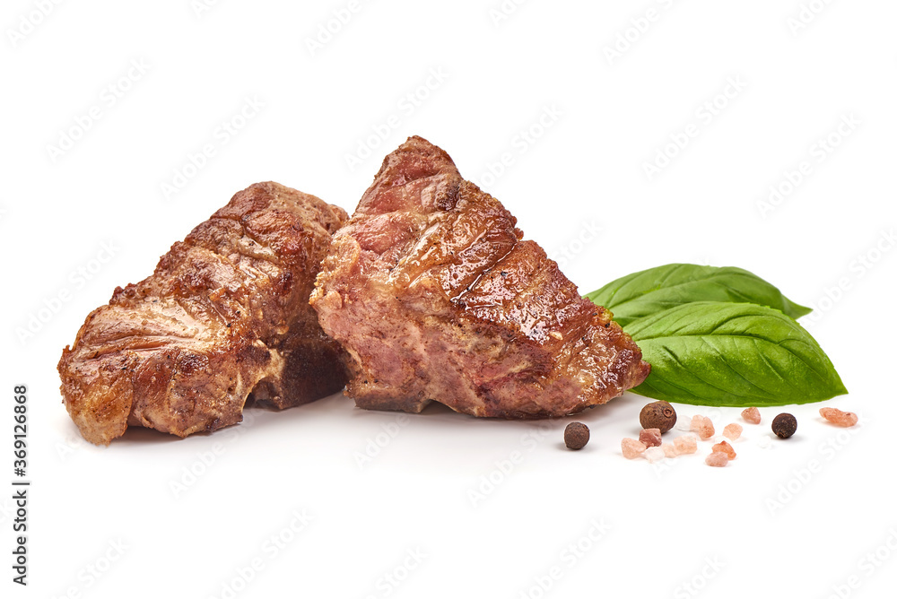 Grilled pork ribs, isolated on white background Grilled pork ribs, isolated on white background
