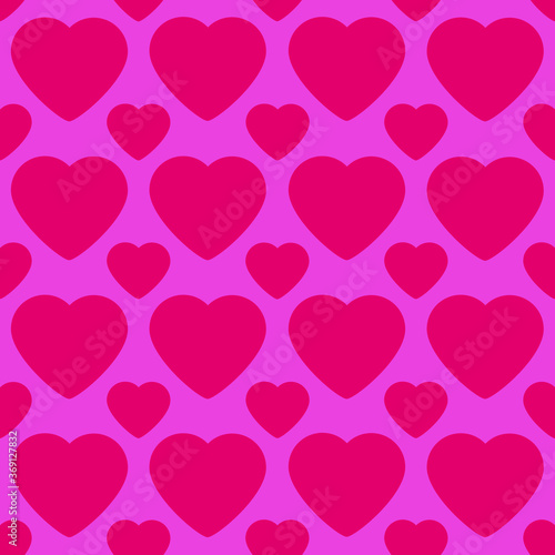 Pattern with big and small pink hearts