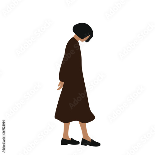 Young woman goes head down