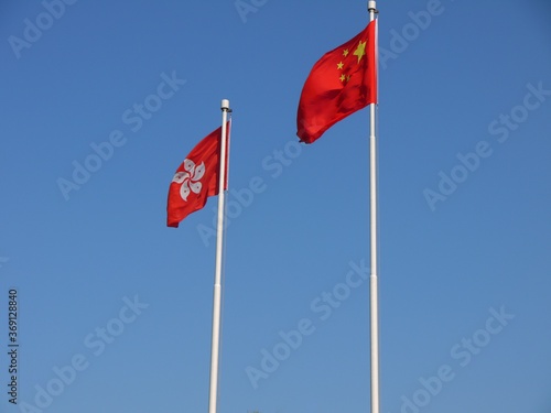 Flags of China and Hong Kong