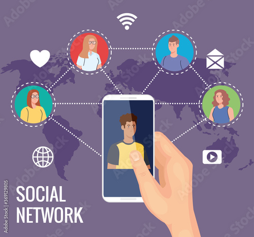 social media network, people connected for digital, interactive, communicate and global concept