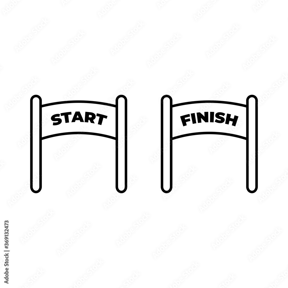 Vector illustration of streamers of Start and Finish in cartoon style ...