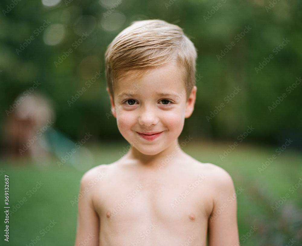 Portrait of a cute young boy without a shirt Portrait of a cute young boy without a shirt