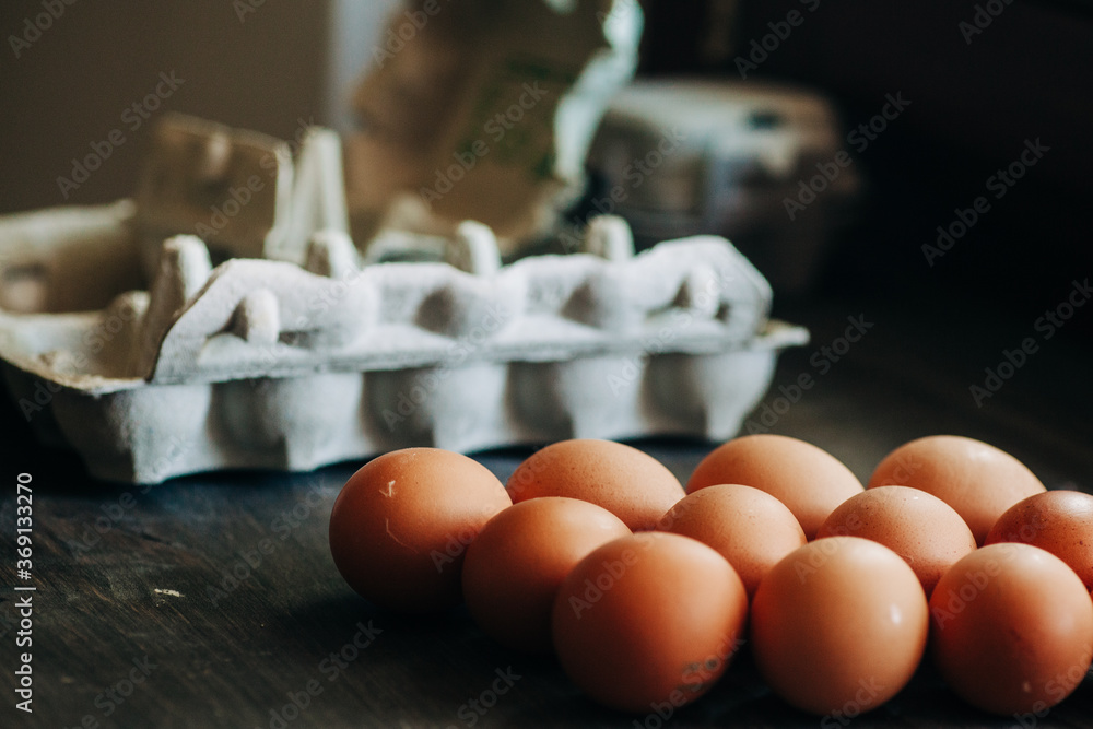 Organic eggs in a carton container Organic eggs in a carton container
