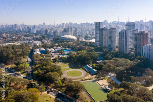 aerodrome of Ibirapuera Park with gym in the background in Sao Paulo  Brazil