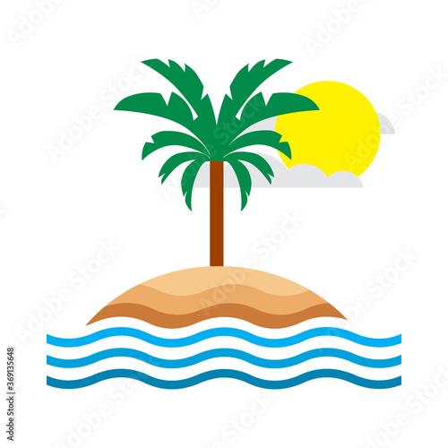 island tropic sea sun vector icon